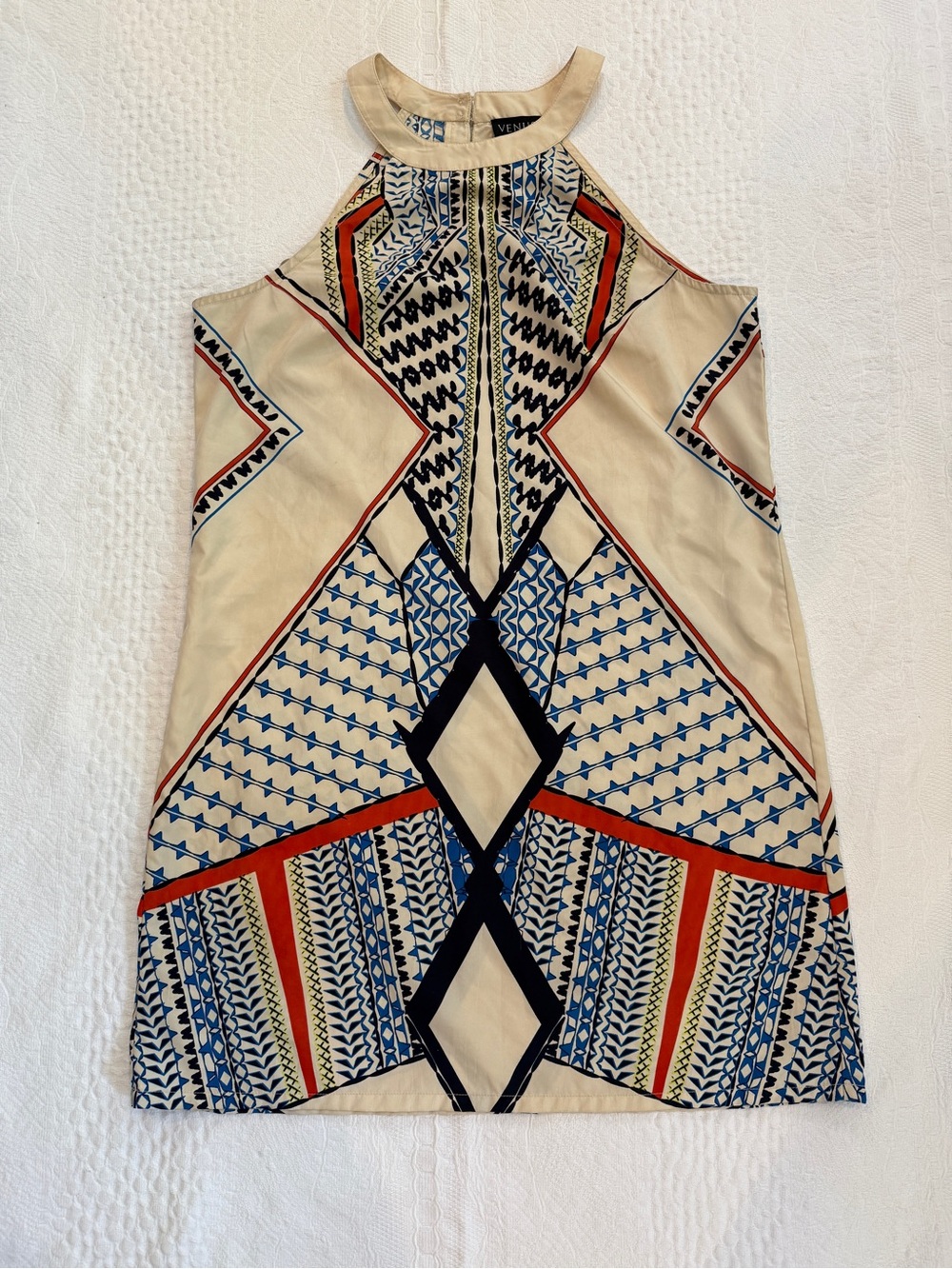 Venus Geometric Print Halter Style Shift Dress Women’s Size Small S